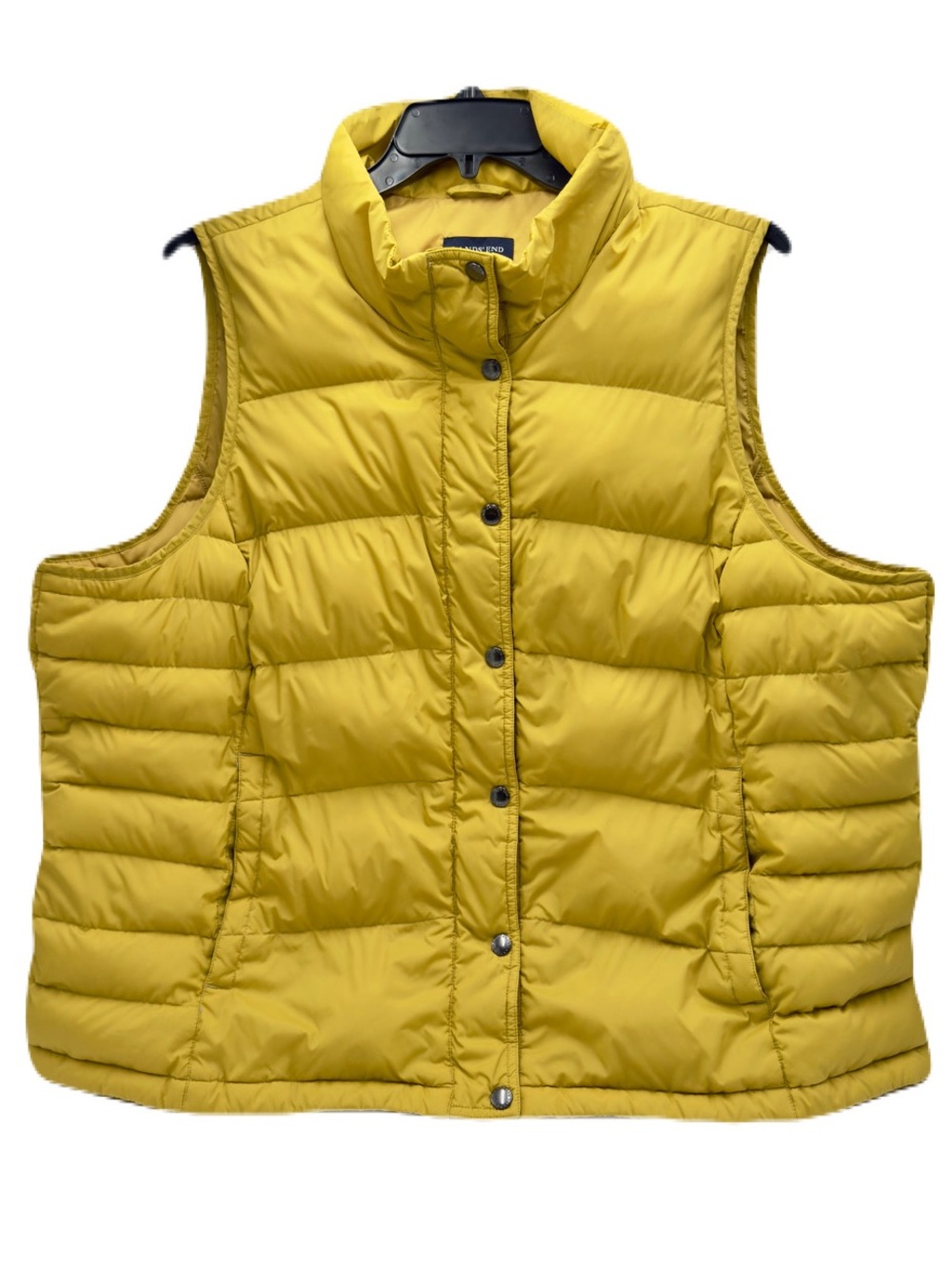 Lands End Lightweight Mustard Yellow Packable Down Puffer Vest, Size 2x, 20W-22W